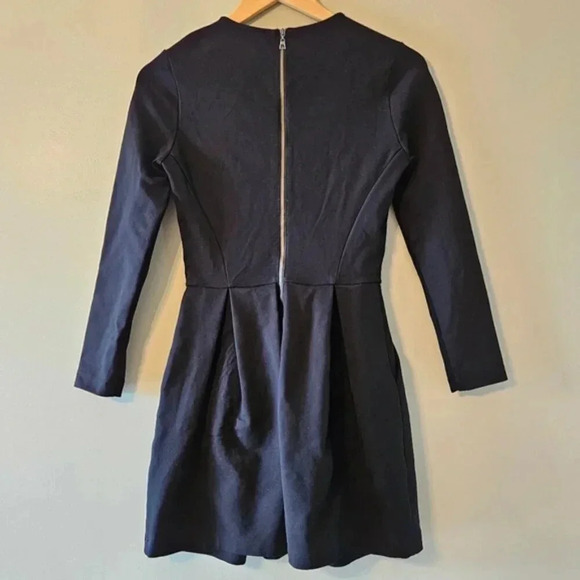 Aritzia Talula Tartine Pleated Fit and Flare Long Sleeve Black Mini Dress Size 4 - Picture 10 of 14